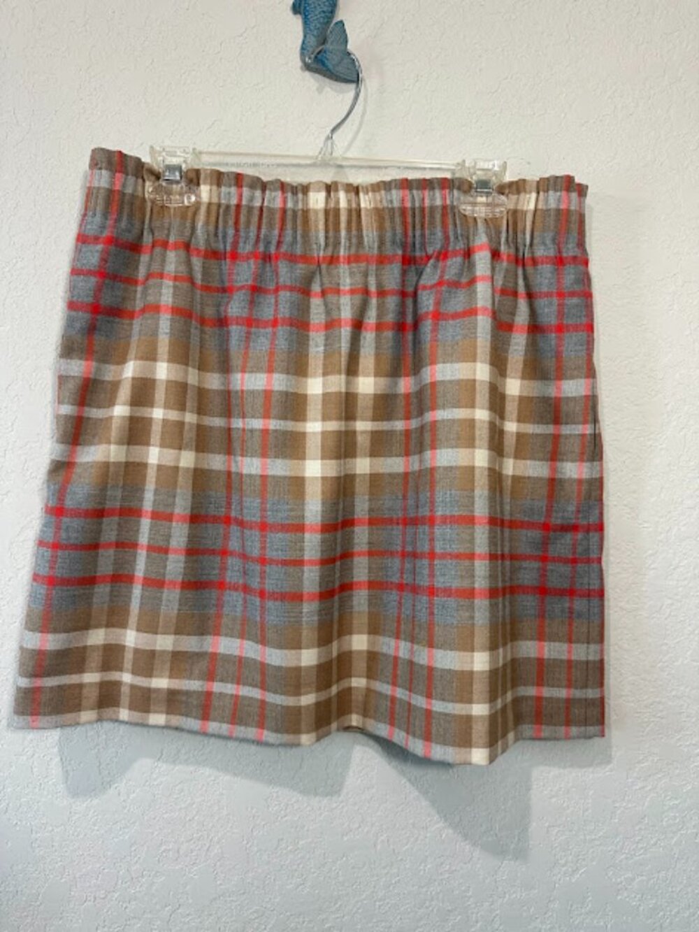 J Crew Factory Brown Tan Plaid Wool Blend Lined Skirt Pockets size 14